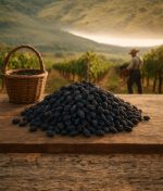 Üzüm bağında doğal yöntemlerle kuruyan salkım siyah kuru üzüm