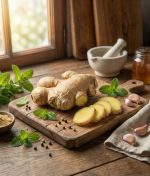 Bal ve limon ile taze zencefil çayı hazırlığı
