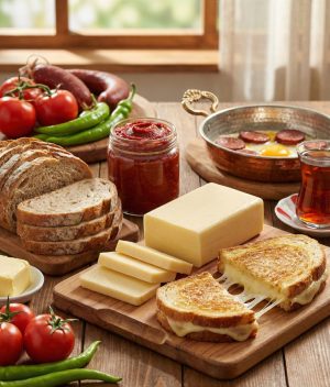 Blok kaşar ile yapılmış peyniri uzayan tost